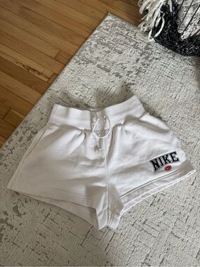Nike White Cotton Athletic Drawstring Shorts
